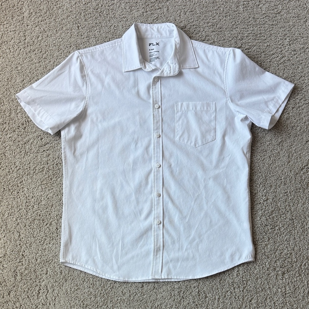 FLX Urban Commuter Men's Slim Fit Short Sleeve Button Down - Size Medium